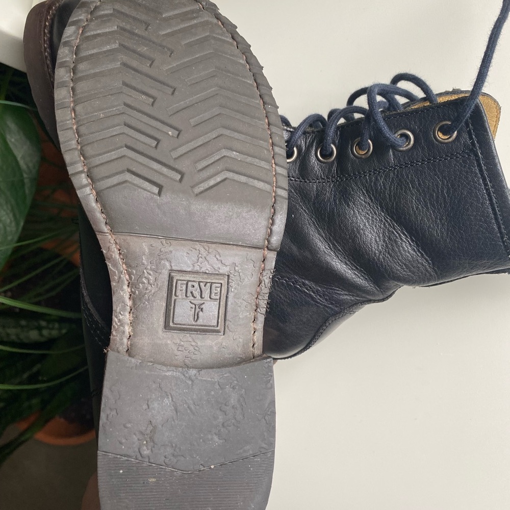 Frye Veronica Combat Leather Lace Up Boot Black S… - image 6